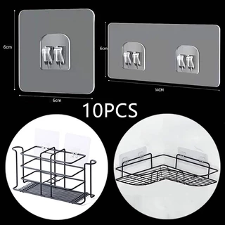 10PCS Ganchos De Pendurar Prateleira Transparentes Parede Rack De Fixação Patch Forte Auto-Adesivo Snap Para Gadgets De Banheiro De Cozinha