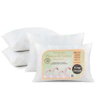 Kit 4 Travesseiro Pluma de Ganso macio 0,70cm x 0,50cm Sintetico para cama