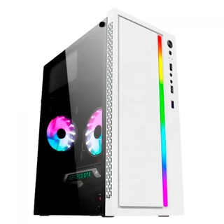 Gabinete Gamer Liketec Craft Snow RGB, Mid Tower, Acrílico, M-ATX, White, Sem Fonte, Sem Fan
