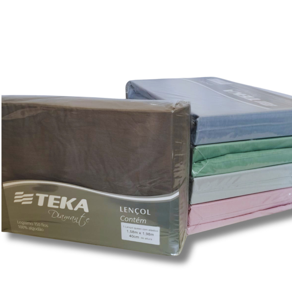 Lençol 100% algodão Teka Casal , Solteiro , Queen 150 fios c/ Elastico Otima Qualidade Promoção