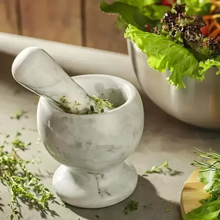 Pilão Com Socador Amassa Temperos Conjunto De Mármore - KeHome / Preparo Culinário/ Mármore Natural