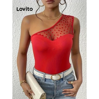 Lovito Regata elegante de renda lisa para mulheres LNL75059