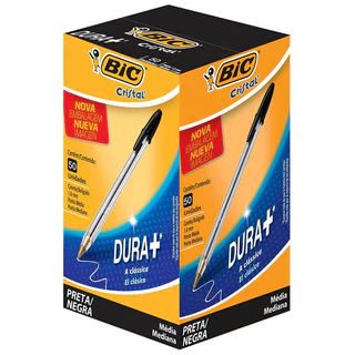 Caneta esferográfica Cristal 1.0mm Preta caixa com 50 unidades Bic