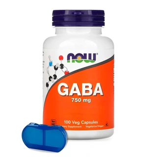 Ácido Gaba 750mg Now Foods 100 Cáps + Porta Cápsulas