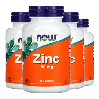 Kit 4x Zinco Gluconato 50mg Now Foods 250 Tablets Importado/Made in Usa