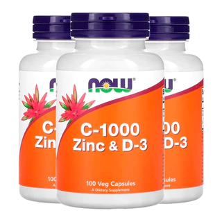 Kit 3x Vitamina C-1000 Zinco e D3 Now Foods 100 Cáps Importado /Made in Usa
