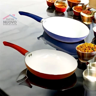 Frigideira Antiaderente 26cm | Revestimento Cerâmico | Alumínio | Ideal para Todos os Fogões | Cozinhe Saudável e Fácil | Azul ou Bronze Alaranjado