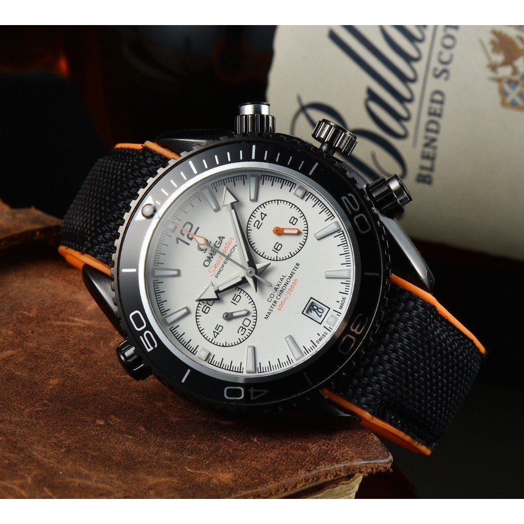 Relógio Ómega Ômega Hipocampo Série Masculino Mostrador De Data Correia De Borracha À Prova D'água Trendy Men's