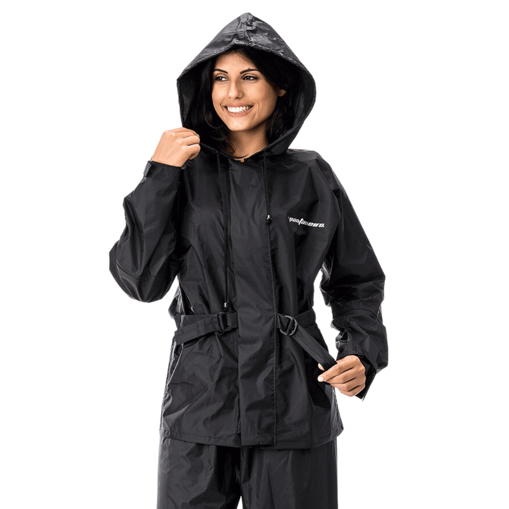 Capa De Chuva Pantaneiro Impermeável Feminino Nylon Com Capuz