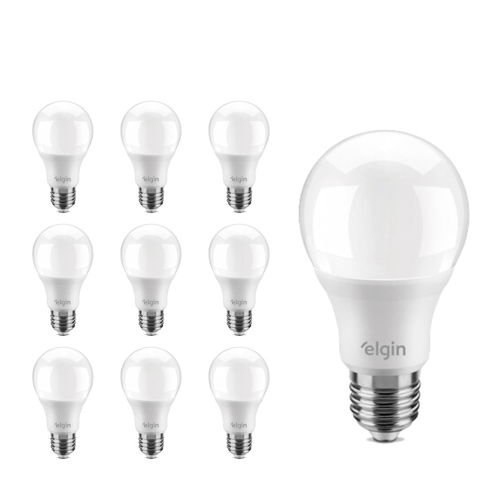 Kit 10 Lâmpadas Led Bulbo 9w E27 Bivolt Inmetro - ELGIN