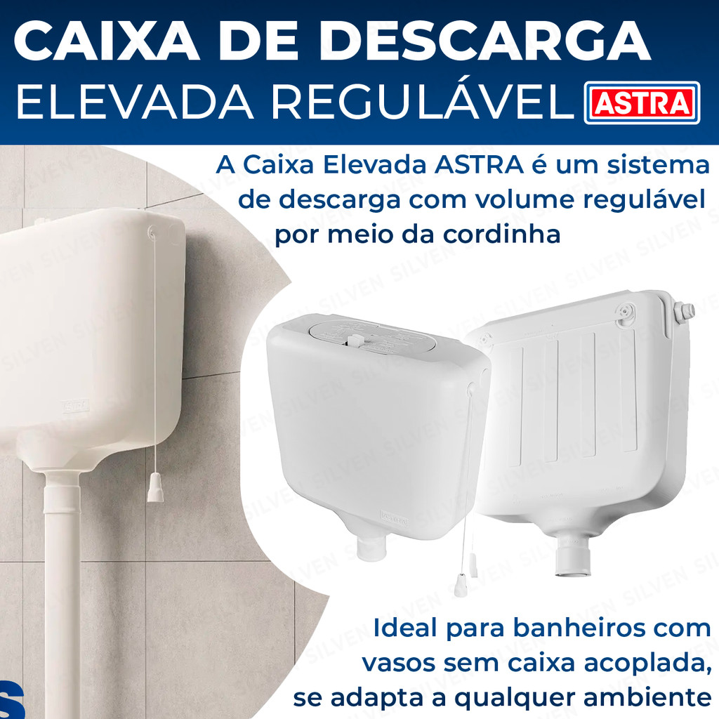 Caixa Descarga De Parede Com Cordinha Universal Plástica Completa 9l 