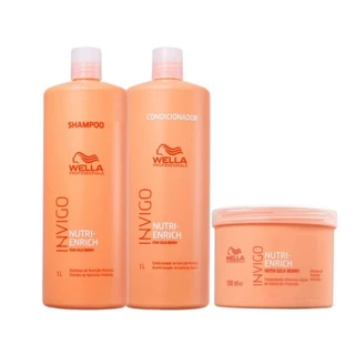 Kit Wella Invigo Nutri-Enrich Shampoo 1L, Condicionador 1L, Máscara 500g