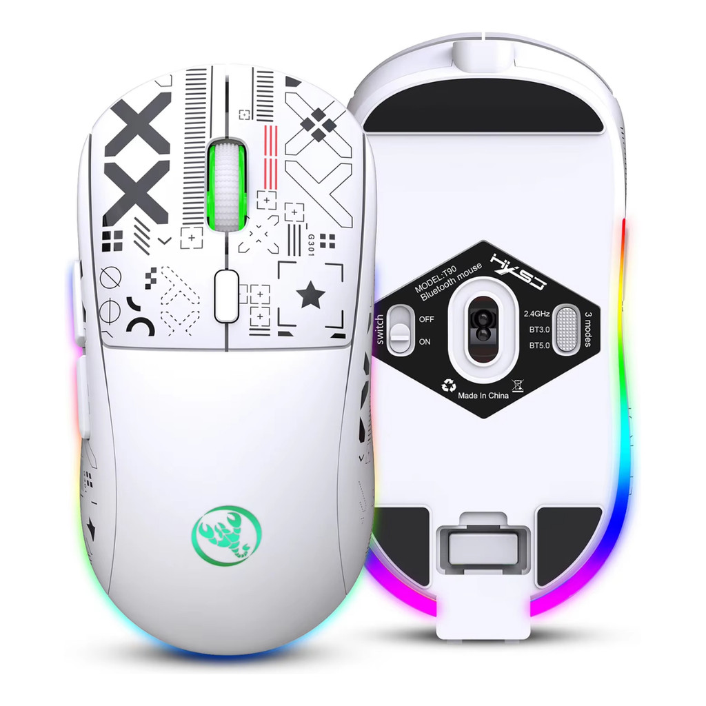 Mouse Gamer Wireless Tri Mode Hxsj T90 Scorpion 3600 Dpi Bt