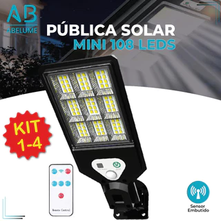Luminária Pública Luz Solar Externo 108 LEDS Com Controle Remoto Refletor LED Transparente Sensor De Movimento Ajustável