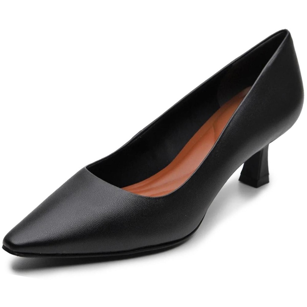 Scarpin Couro Bottero Salto Baixo Fosco Feminino - Preto | Shopee Brasil