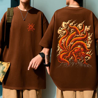 Camiseta Algodão Oversized Anime Raposa Calda Mangá Japonês