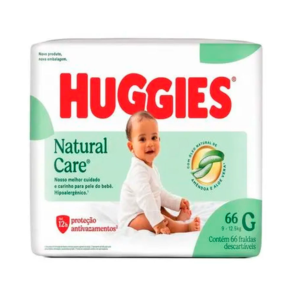Fralda Huggies Natural Care Tamanho G com 66 Unidades Descartáveis ...