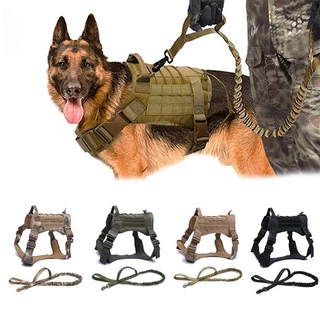 Coleira Peitoral Para Cachorro Grande Pequeno Conjunto Arnês E Trela Cães Tático Militar Colete