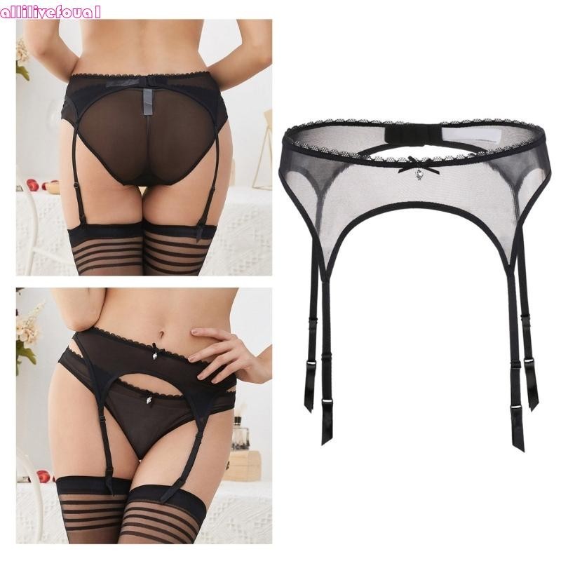 allilivefoua1 Espartilhos Cintura Renda Malha Suspender Cinto Liga Para Coxas Altas