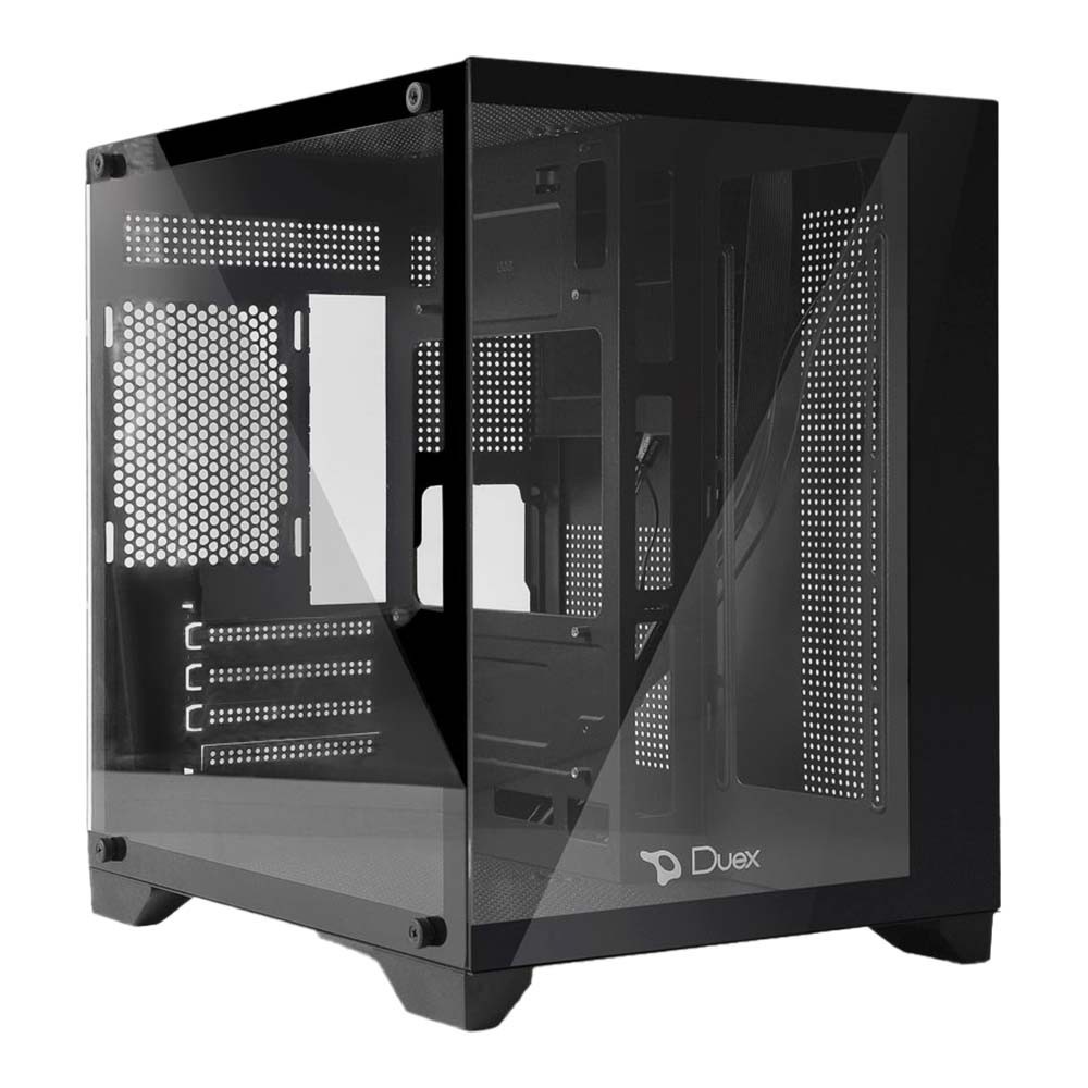 GABINETE GAMER DUEX AQUARIO, MID-TOWER, LATERAL E FRONTAL DE VIDRO, PRETO, SEM FAN- DXJ270-2