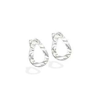 Brinco Feminino de Prata 925 Gota Vazado com Textura Orgânica em Oferta na Shopee