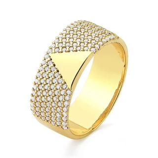 Anel de Ouro 18k Triangulo e Pedras Brilhantes em Oferta na Shopee