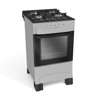 Fogão 4 Bocas Com Forno Mueller com Mesa de Vidro Bivolt Titânio - MFV4BB em Oferta na Shopee