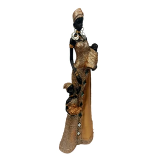 Estátua Africana com Crianças Decoração para Casa 32cm