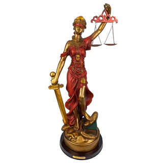 Dama da Justiça de Resina Vermelha Decoração Advogado 16cm