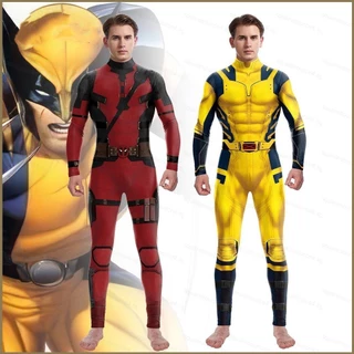 8U Deadpool Wolverine film 3D Slim-fit Macacão De Dupla Cor Fantasia De Festa De Halloween