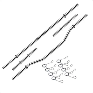 Kit Fitness de Barras Tubo Oca de 40cm - Barra W e Barra de 1,50m com Presilhas