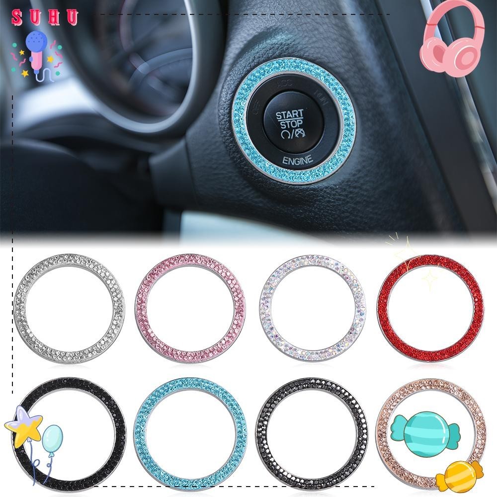 SUHU Anel Diamantado Peças Para Carros De Cristal Botão De Partida Do Carro Círculo De Ignição Parada Tampa