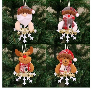 JIONS 2024 Enfeites de Natal para Nova Árvore Decorativa Pingente de Natal Dança Velho Boneca Neve Veados Urso Tecido Para Decoração de Casa Papai Noel/Ornamentos