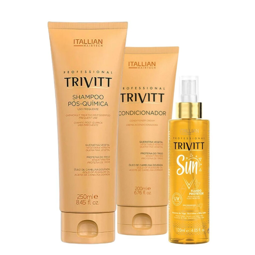 Kit Italian Trivitt Shampoo Condicionador e Fluido Sun | Shopee Brasil