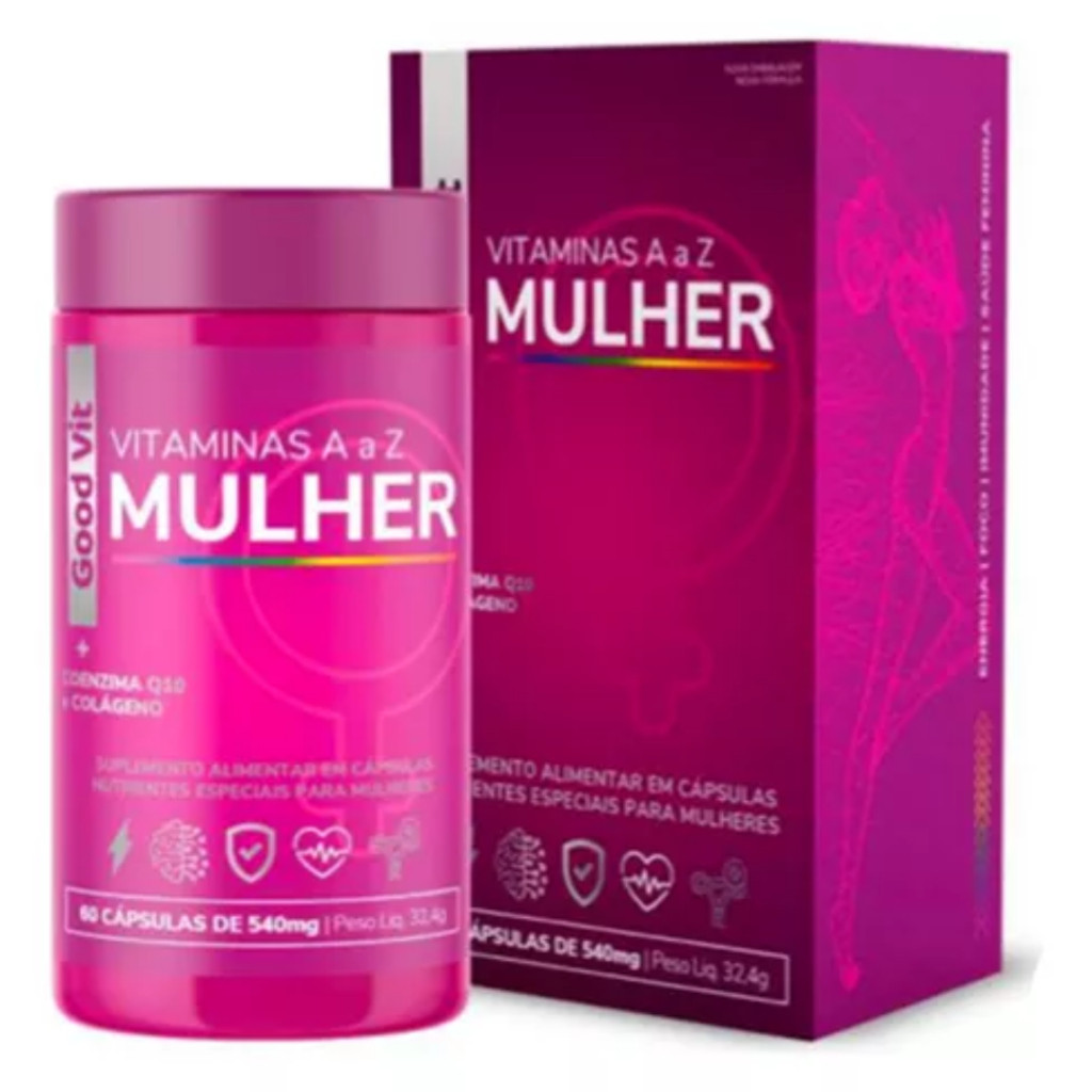 Vitaminas A Z Mulher + Colágeno 60cáps Good Vit Mais Energia Suplemento ...