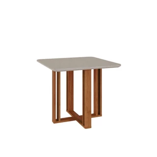 Mesa De Jantar Quadrado 94X94Cm Tampo Mdf/Vidro Flora Cimol Cinamomo/Off White