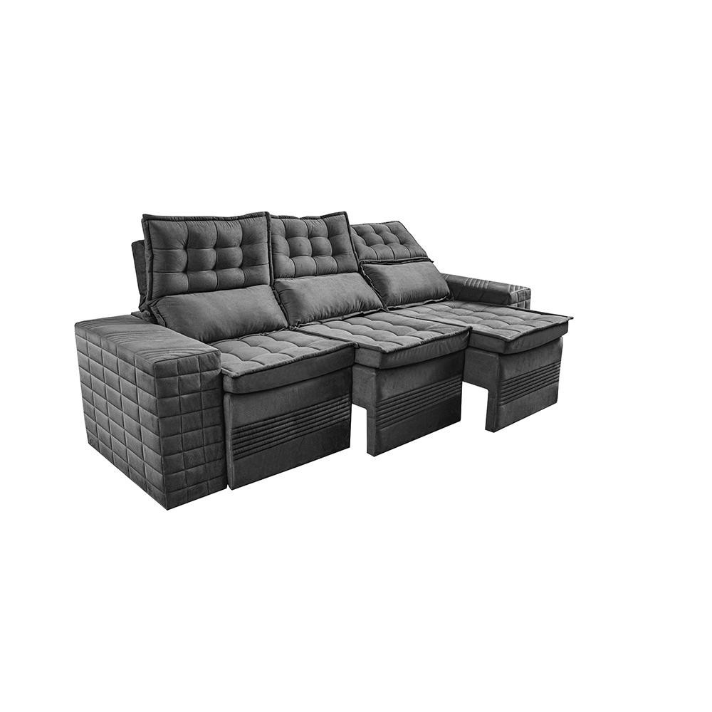 Sofá 3 Lugares Retrátil e Reclinável Cama inBox Senses 2,00m Velusoft Cinza - 8