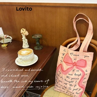 Lovito Bolsa casual simples grande capacidade Doodle Square para mulheres LFA47212
