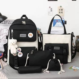 KIT 5 Estudantes Adolescentes Meninas Mochila de Viagem Casual Coreia Tour Grande Capacidade