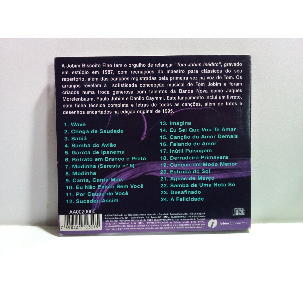 Cd Tom Jobim - Inédito - St24 - Ag25 | Shopee Brasil