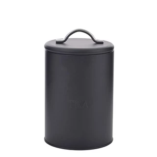 Lata Hermética Tea Relevo Preta 12x19x12Cm Metal em Oferta na Shopee