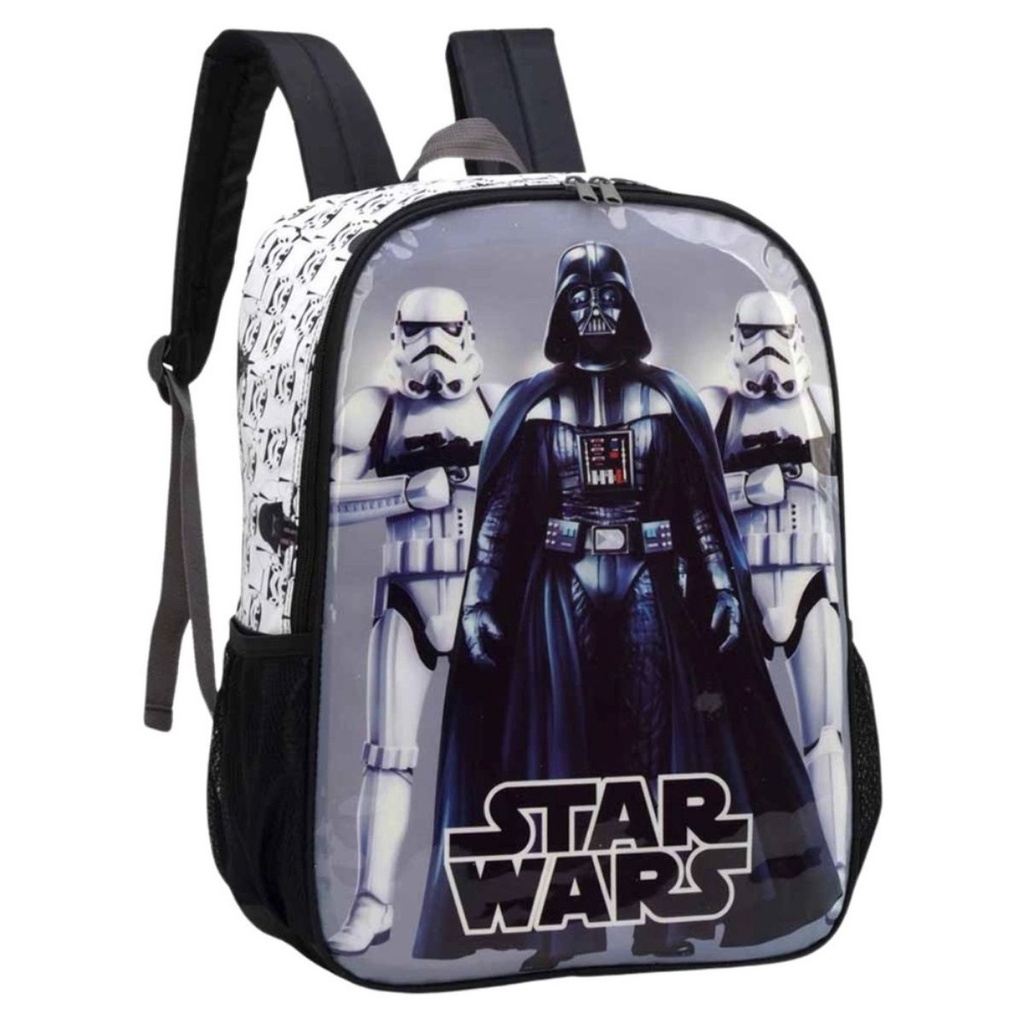Mochila Costas Infantil Escolar Star Wars Storm Trooper Branco Darth ...