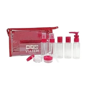 Kit Viagem Porta Shampoo Frascos Pote Creme 10 Peças