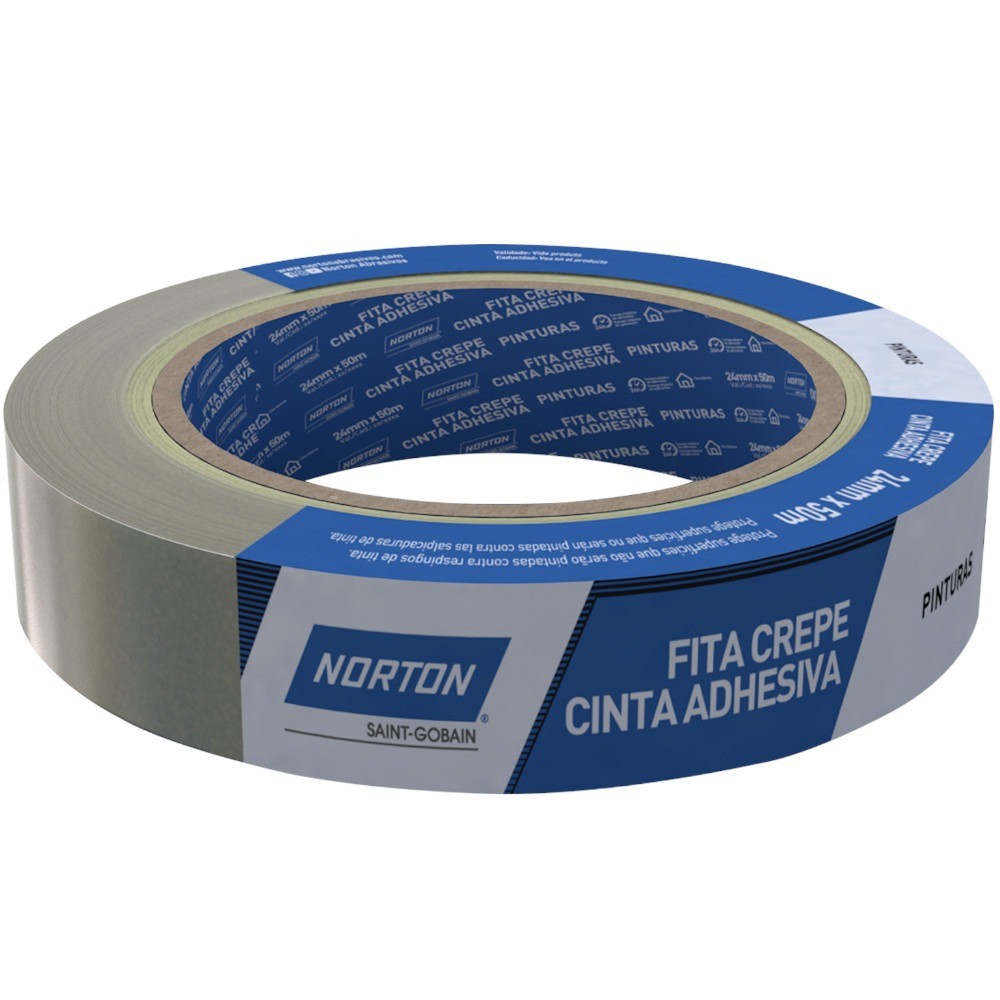 Fita crepe adesiva de 24 mm x 50 metros - Sleeve - Norton