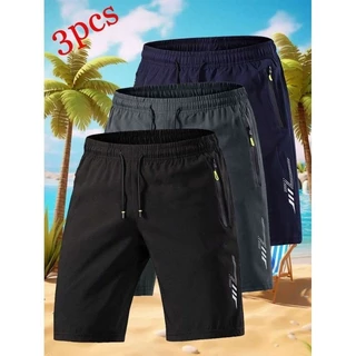 KIT 3 Shorts Masculinos Esportivos Casuais Leves e de Secagem Rápida para o Verão, com Design de Faixa Refletiva, em Oferta na Shopee