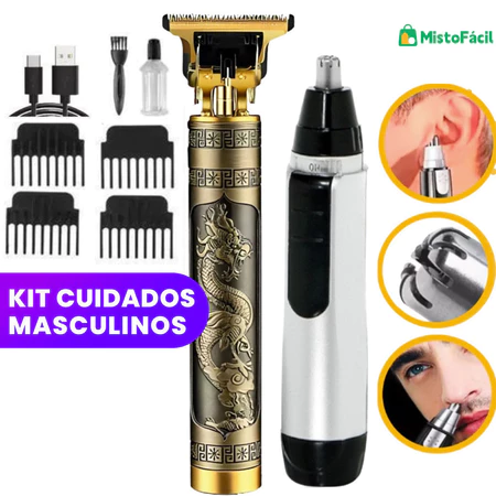 Conjunto de cuidados masculinos - navalha e aparador para cortar pêlos de dragão