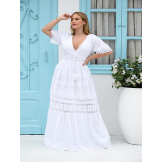 Vestido Longo de Laise Branco na Black Friday 2025 | BuscaProdutos