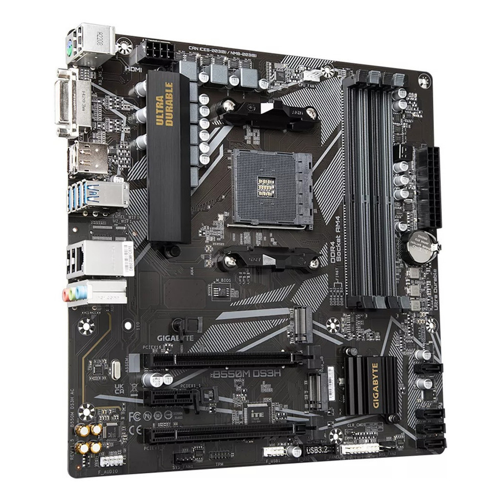 Placa Mãe Gigabyte B550m Ds3h Amd Am4 Micro Atx Ddr4 Cor Pre