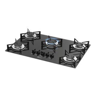 Fogão Cooktop Fischer Bivolt 5Q Gás Mesa Vidro Preto