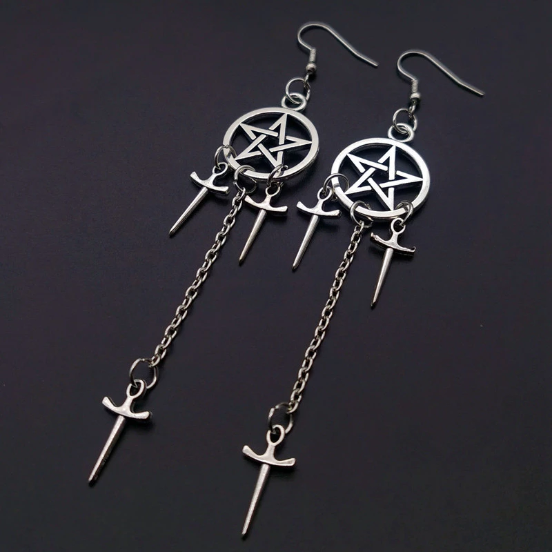 Brincos Pentagrama com Espada
